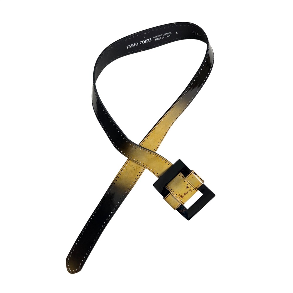 Fabio Corti Italy Womens Leather Ombre Belt Black Yellow Large